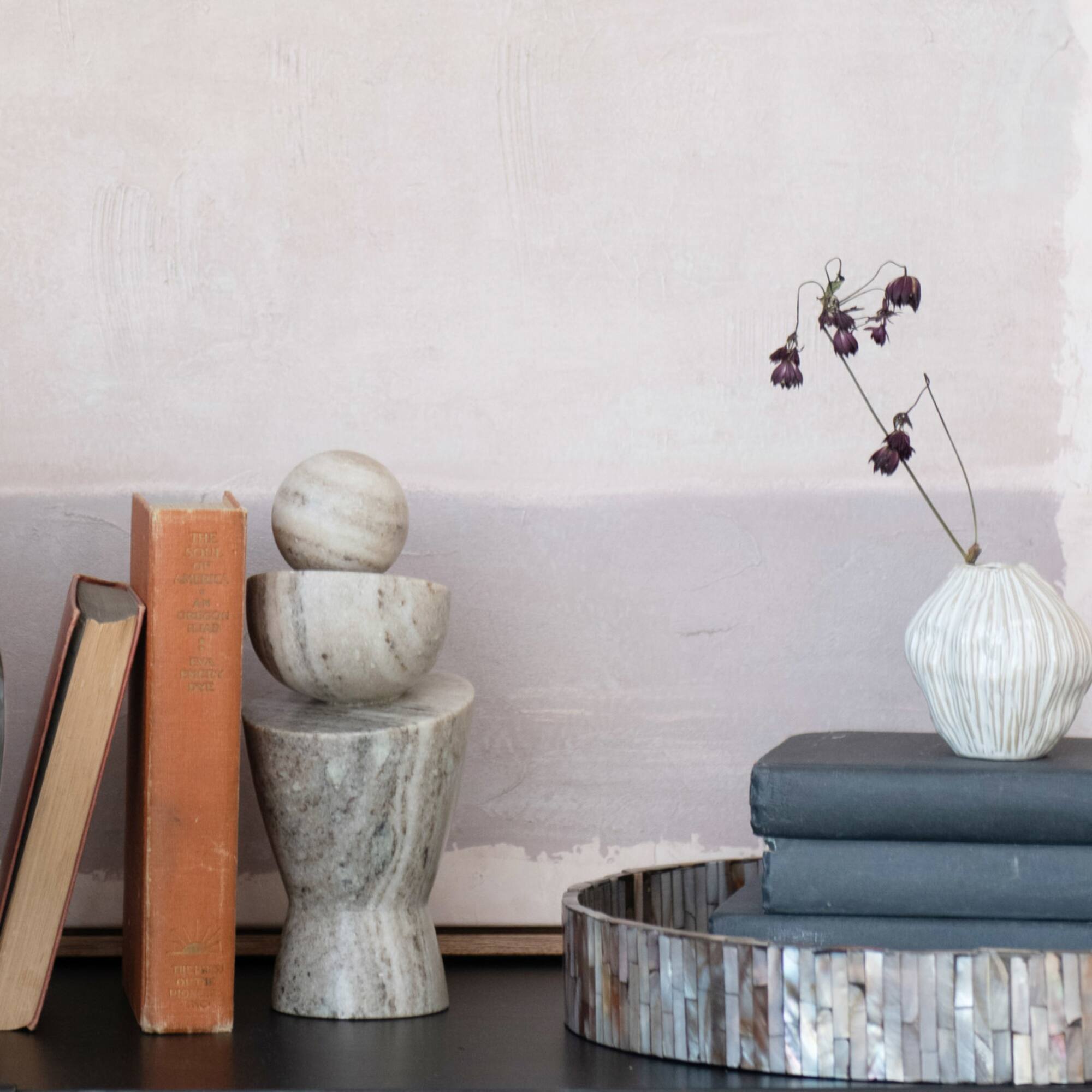 Hello Honey® 9.5" Gray & Brown Geometric Marble Décor